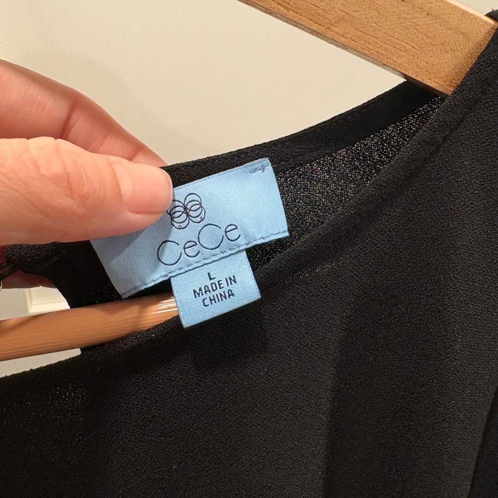 CeCe Black Ruffle Sleeve Blouse - Picture 2 of 3
